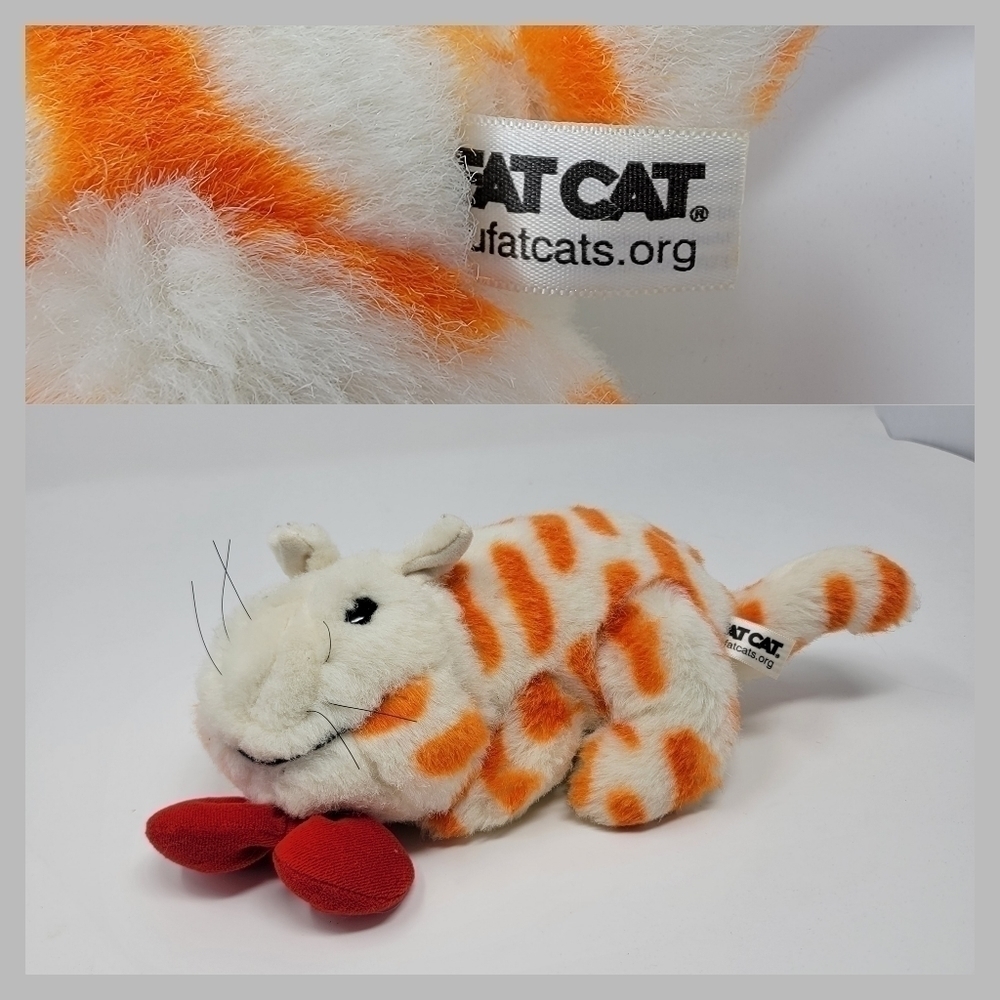 Fat Cat Plush White Orange Tabby Stuffed Kitty Animal 10" Toy T31